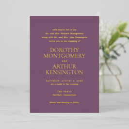 Invitación Con Relieve Metalizado Boda elegante morada moderna