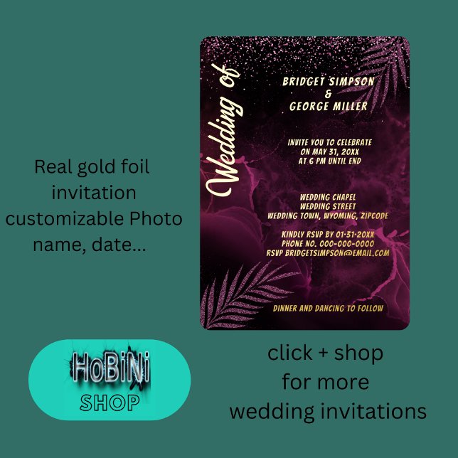 Invitación Con Relieve Metalizado boda elegante morado oscuro (dark purple elegant classy wedding  foil invitation)