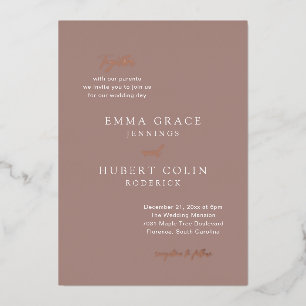 Invitación Con Relieve Metalizado Boda elegante neutral clásica terrosa