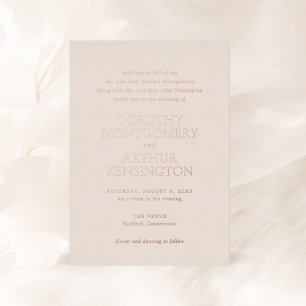 Invitación Con Relieve Metalizado Boda elegante neutral moderna y terrenal