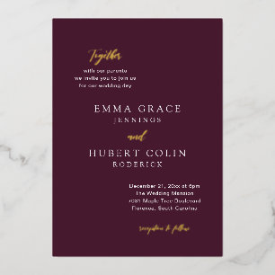 Invitación Con Relieve Metalizado Boda elegante púrpura clásica