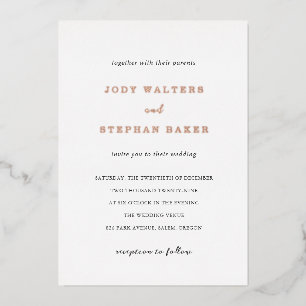 Invitación Con Relieve Metalizado Boda elegante simple