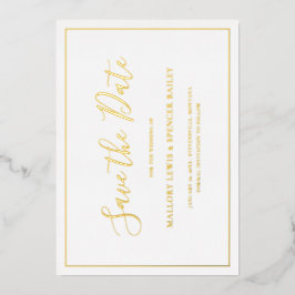 Invitación Con Relieve Metalizado Boda elegante tradicional, guarde la fecha