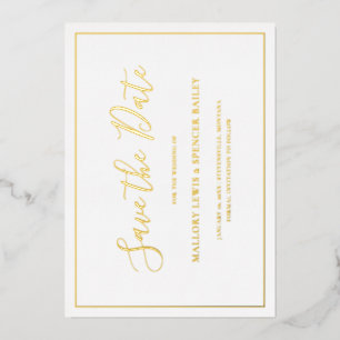 Invitación Con Relieve Metalizado Boda elegante tradicional, guarde la fecha