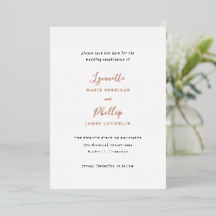 Invitación Con Relieve Metalizado Boda elegante tradicional, guarde la fecha