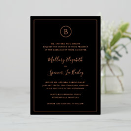 Invitación Con Relieve Metalizado Boda elegante tradicional negra