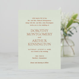 Invitación Con Relieve Metalizado Boda Elegante Verde Masaje Moderno