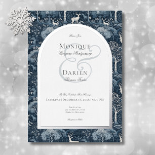 Invitación Con Relieve Metalizado Boda elegante vintage de invierno William Morris