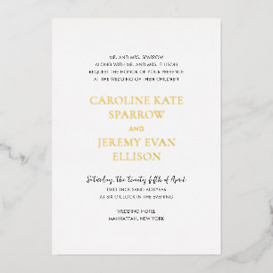 Invitación Con Relieve Metalizado Boda elegante y limpia