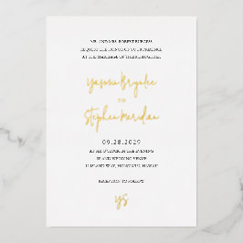 Invitación Con Relieve Metalizado Boda elegante y moderna de Yasmin