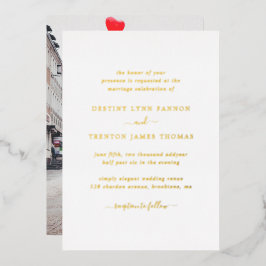Invitación Con Relieve Metalizado Boda elegante y simple de foto moderna