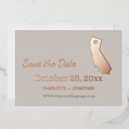 Invitación Con Relieve Metalizado Boda en California - Guardar la Fecha en Rosa Dora