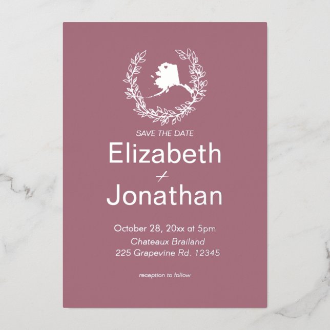 Invitación Con Relieve Metalizado Boda en destino de Alaska   (Anverso)