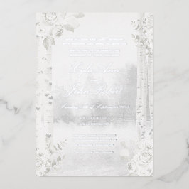 Invitación Con Relieve Metalizado Boda en el Bosque de Abedules