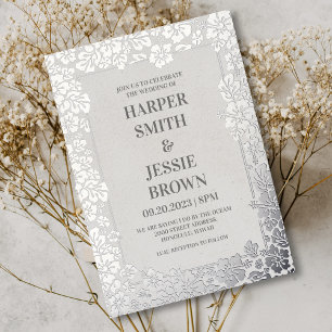 Invitación Con Relieve Metalizado Boda en la playa tropical elegante de Hawái