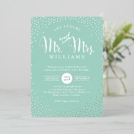 Invitación Con Relieve Metalizado BODA ESTILO MODERNO mini menta de confeti de plata