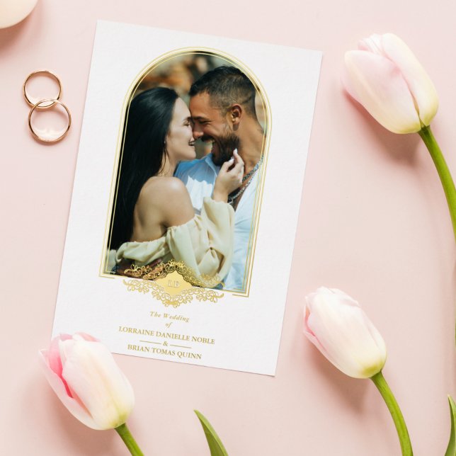 Invitación Con Relieve Metalizado Boda Fancy Golden Arch Effect Photo (Subido por el creador)