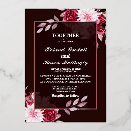 Invitación Con Relieve Metalizado Boda floral acuarela de verano