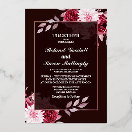 Invitación Con Relieve Metalizado Boda floral acuarela de verano