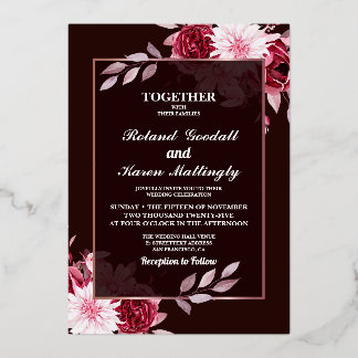 Invitación Con Relieve Metalizado Boda floral acuarela de verano