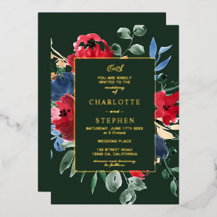 Invitación Con Relieve Metalizado Boda floral acuarela dorada verde salvia rústica
