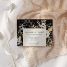Invitación Con Relieve Metalizado Boda floral acuático Black Gold