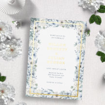 Boda Floral Azul Dorado