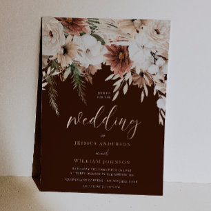 Invitación Con Relieve Metalizado Boda floral boho y oro rosa