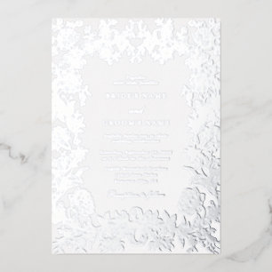 Invitación Con Relieve Metalizado Boda floral botánica elegante con lámina de plata