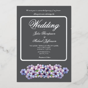 Invitación Con Relieve Metalizado Boda floral de acuarela poética romántica