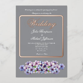 Invitación Con Relieve Metalizado Boda floral de acuarela poética romántica
