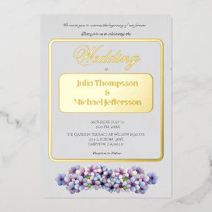 Invitación Con Relieve Metalizado Boda floral de acuarela poética romántica