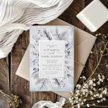 Boda Floral de Invierno Azul Elegante
