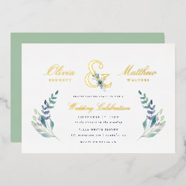 Invitación Con Relieve Metalizado Boda floral de Luxe