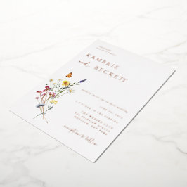 Invitación Con Relieve Metalizado Boda Floral de Wild Meadow