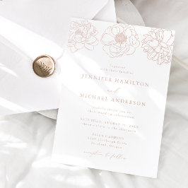Invitación Con Relieve Metalizado Boda floral delicada