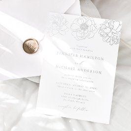 Invitación Con Relieve Metalizado Boda Floral Delicada