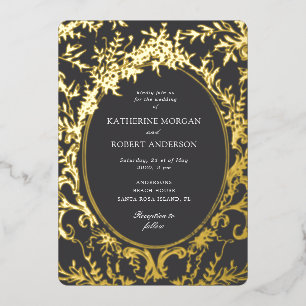 Invitación Con Relieve Metalizado Boda floral elegante de época francesa