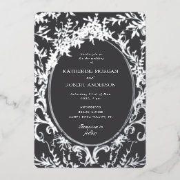 Invitación Con Relieve Metalizado Boda floral elegante de época francesa