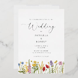 Invitación Con Relieve Metalizado Boda floral elegante simple