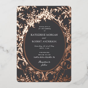 Invitación Con Relieve Metalizado Boda Floral Elegante Vintage Francesa