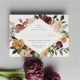 Invitación Con Relieve Metalizado Boda floral geométrico de la floración de la flora