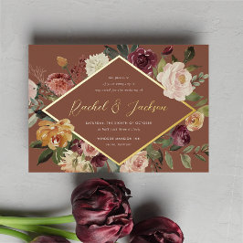 Invitación Con Relieve Metalizado Boda floral geométrico de la floración de la flora