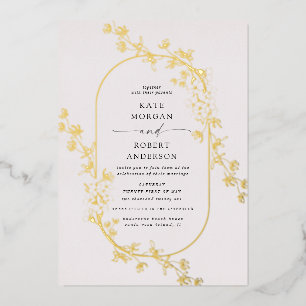 Invitación Con Relieve Metalizado boda floral moderno esbozado