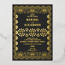 Boda Floral Negra de Papel Picado con Bordes Escal