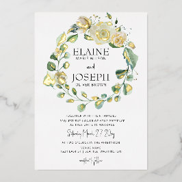 Invitación Con Relieve Metalizado Boda floral neutra y botánico de aire rústico