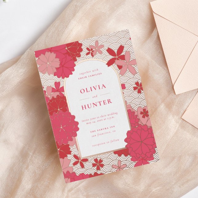 Invitación Con Relieve Metalizado Boda Floral Rosa (Subido por el creador)