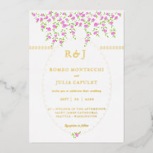Boda Floral Rosa Brillante Bohemio Frente y Dorso
