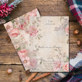 Invitación Con Relieve Metalizado Boda floral rosa rosa chic vintage