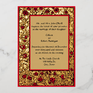 Invitación Con Relieve Metalizado Boda floral vintage de William Morris Kelmscott